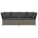 Tuinbank met kussens poly rattan grijs
