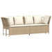 Tuinbank met kussens poly rattan beige