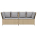 Tuinbank met kussens poly rattan beige