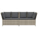 Tuinbank met kussens poly rattan lichtgrijs