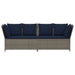 Tuinbank met kussens poly rattan grijs