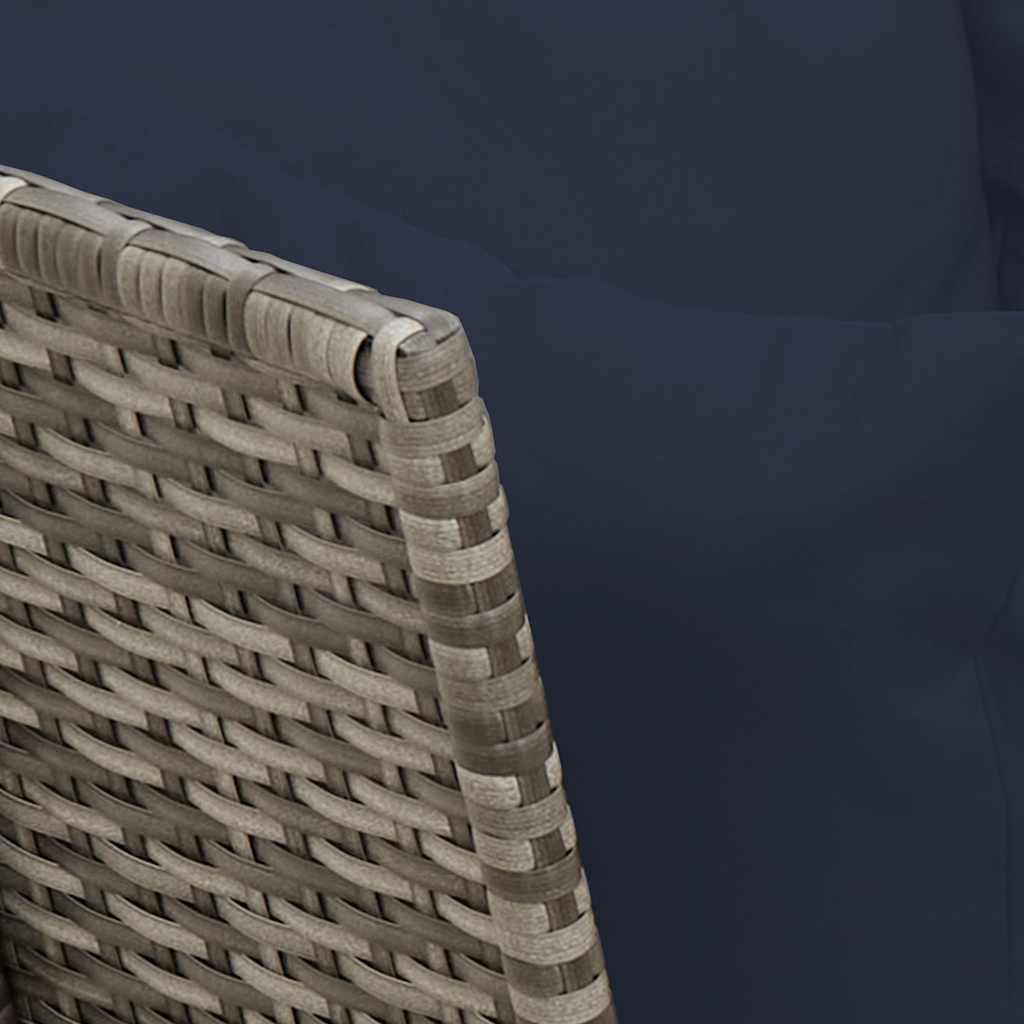 Tuinbank met kussens poly rattan grijs