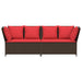 Tuinbank met kussens poly rattan bruin