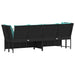 Tuinbank met kussens poly rattan zwart