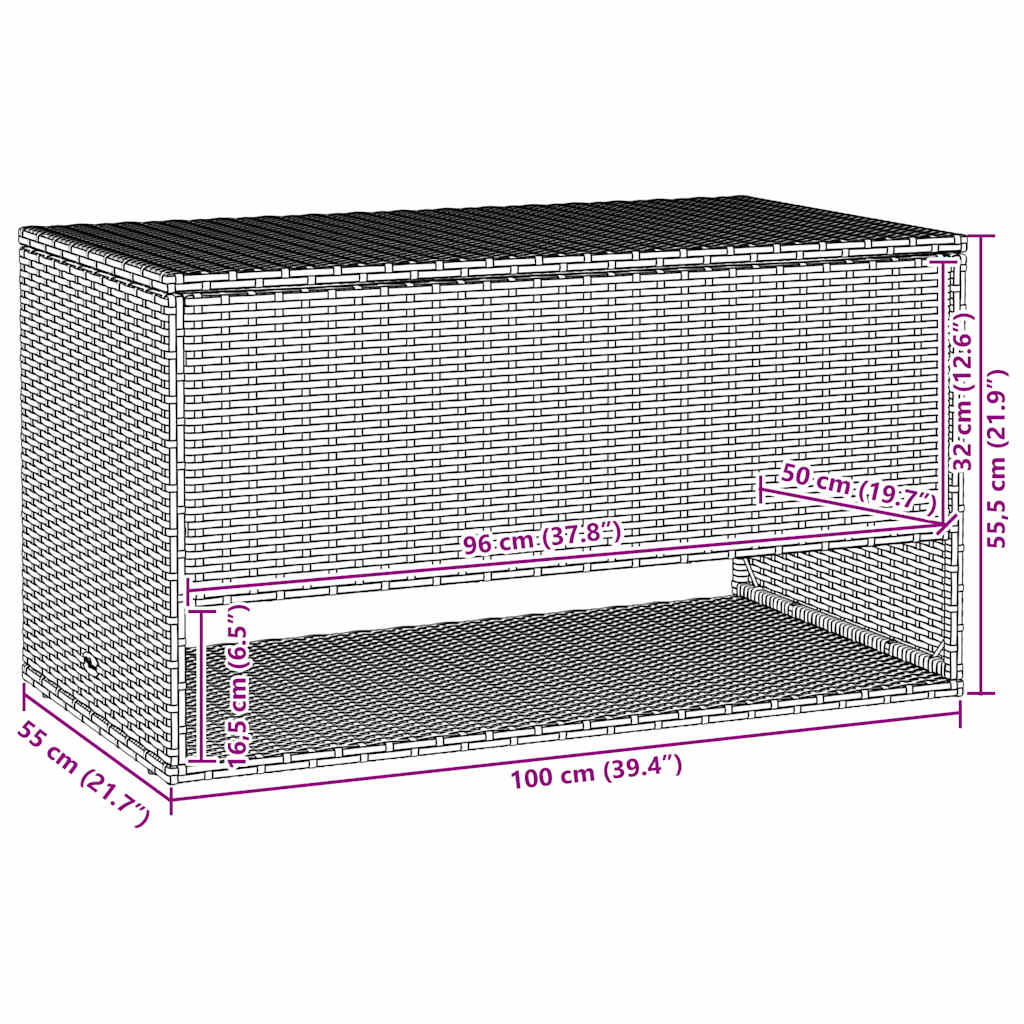 Opbergbox voor buiten 100x55x55,5 cm poly rattan zwart