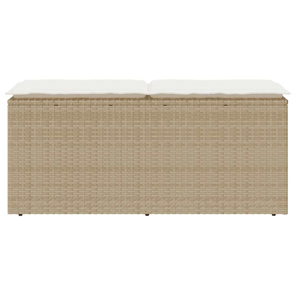 Tuinbank met kussen 110x40x44 cm poly rattan beige