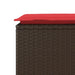 Tuinbank met kussen 110x40x44 cm poly rattan bruin