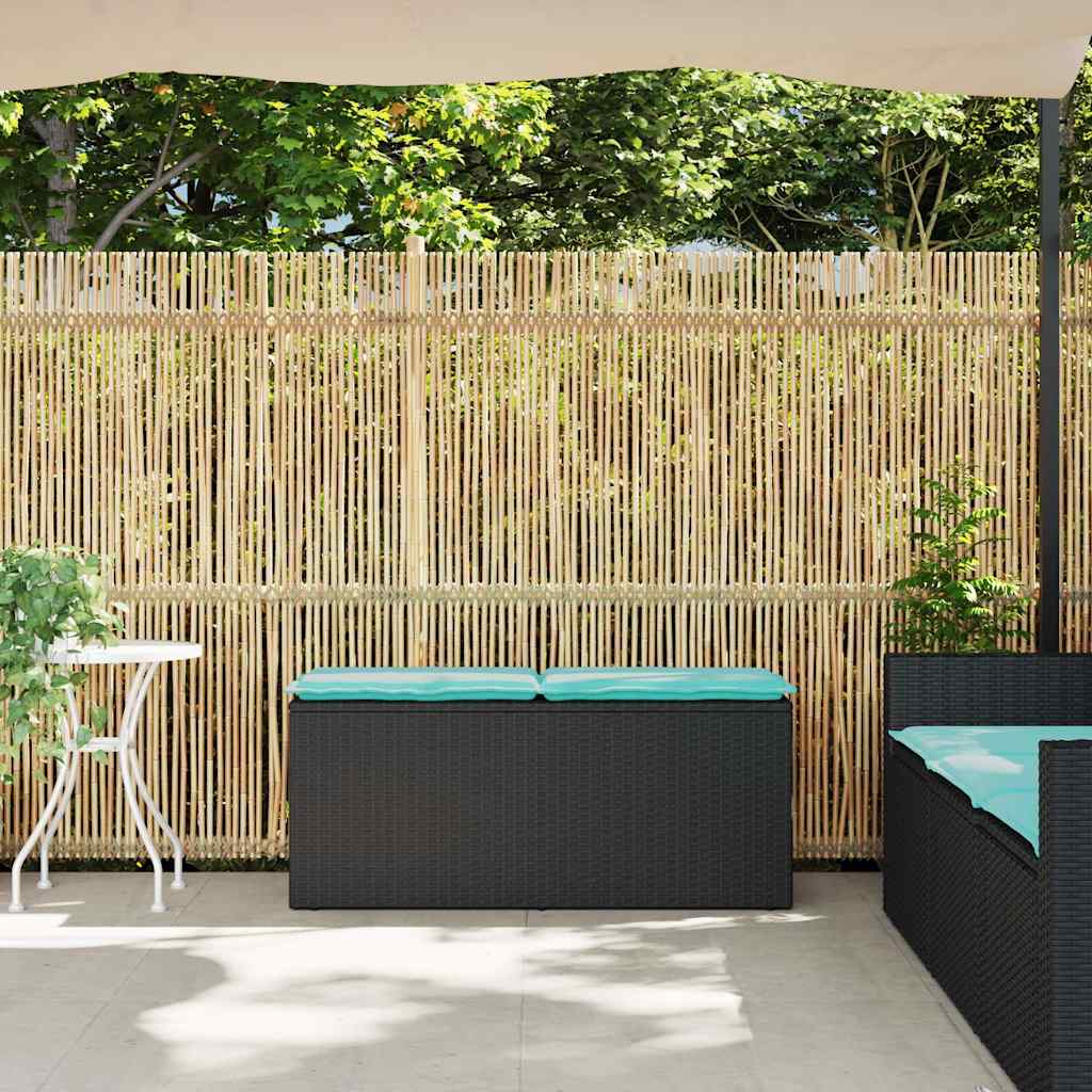 Tuinbank met kussen 110x40x44 cm poly rattan zwart