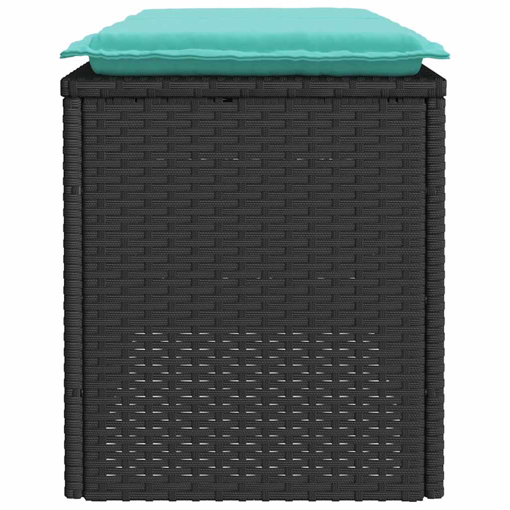 Tuinbank met kussen 110x40x44 cm poly rattan zwart