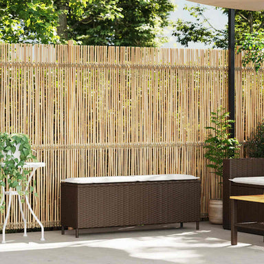 Tuinbank met kussen 110x30x40,5 cm poly rattan bruin