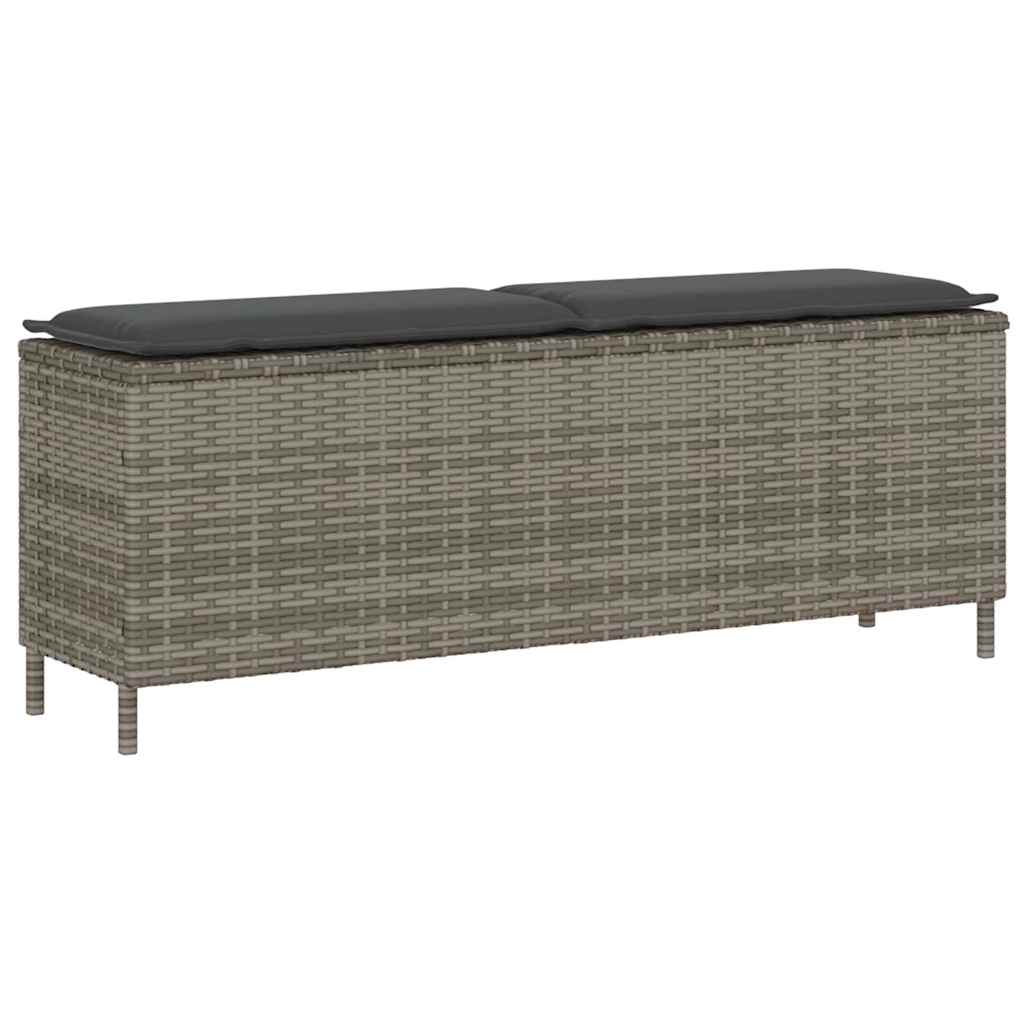 Tuinbank met kussen 110x30x40,5 cm poly rattan grijs