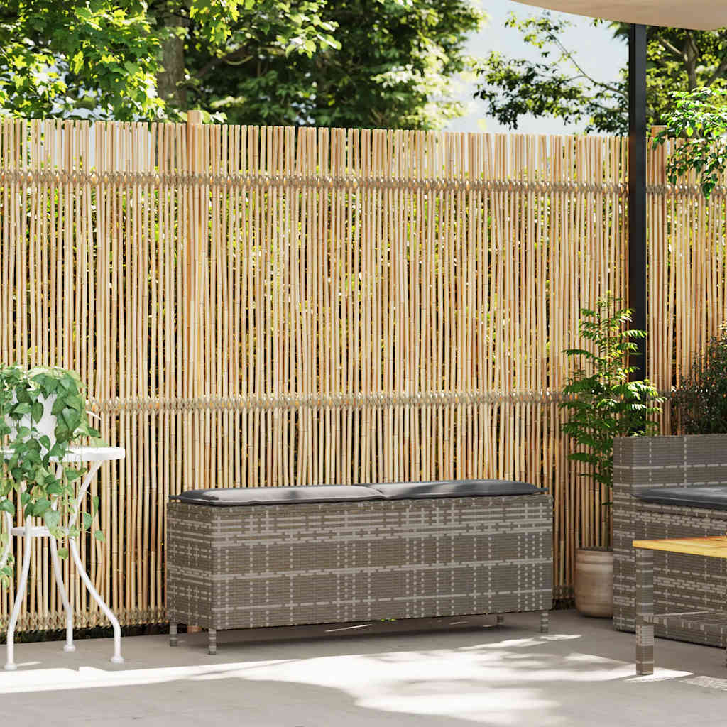 Tuinbank met kussen 110x30x40,5 cm poly rattan grijs