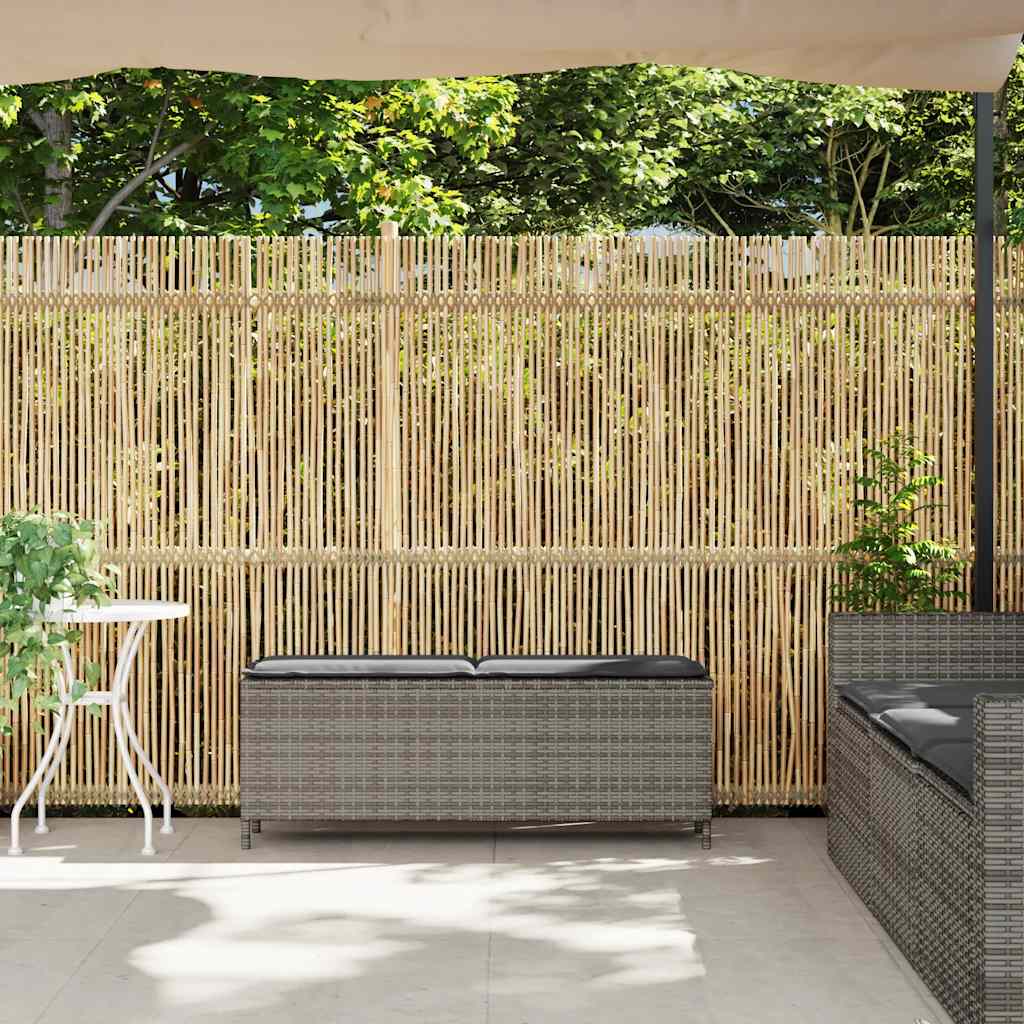 Tuinbank met kussen 110x30x40,5 cm poly rattan grijs
