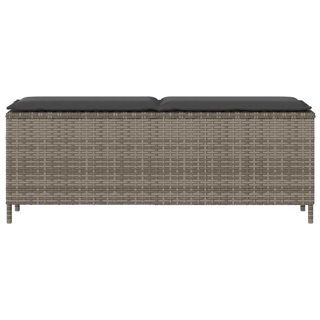 Tuinbank met kussen 110x30x40,5 cm poly rattan grijs