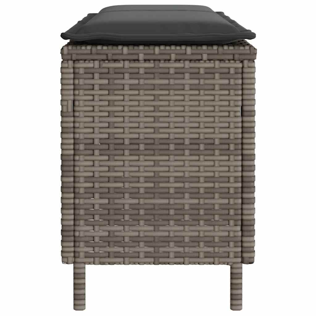 Tuinbank met kussen 110x30x40,5 cm poly rattan grijs