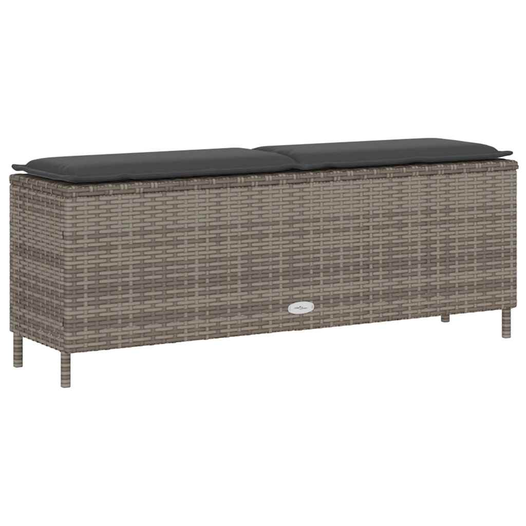 Tuinbank met kussen 110x30x40,5 cm poly rattan grijs