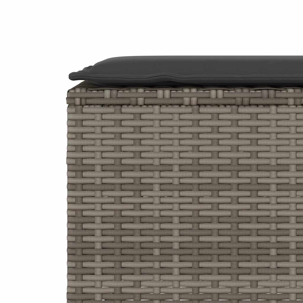 Tuinbank met kussen 110x30x40,5 cm poly rattan grijs