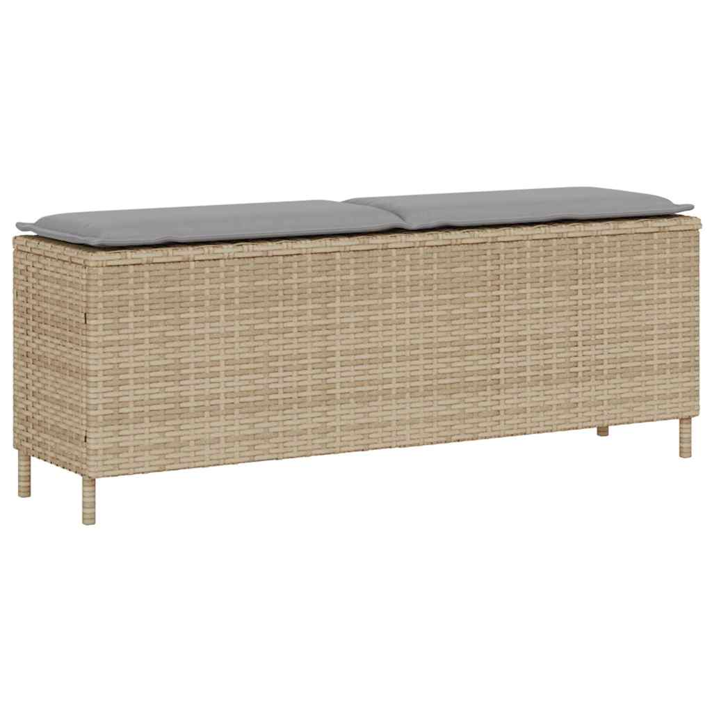 Tuinbank met kussen 110x30x40,5 cm poly rattan beige