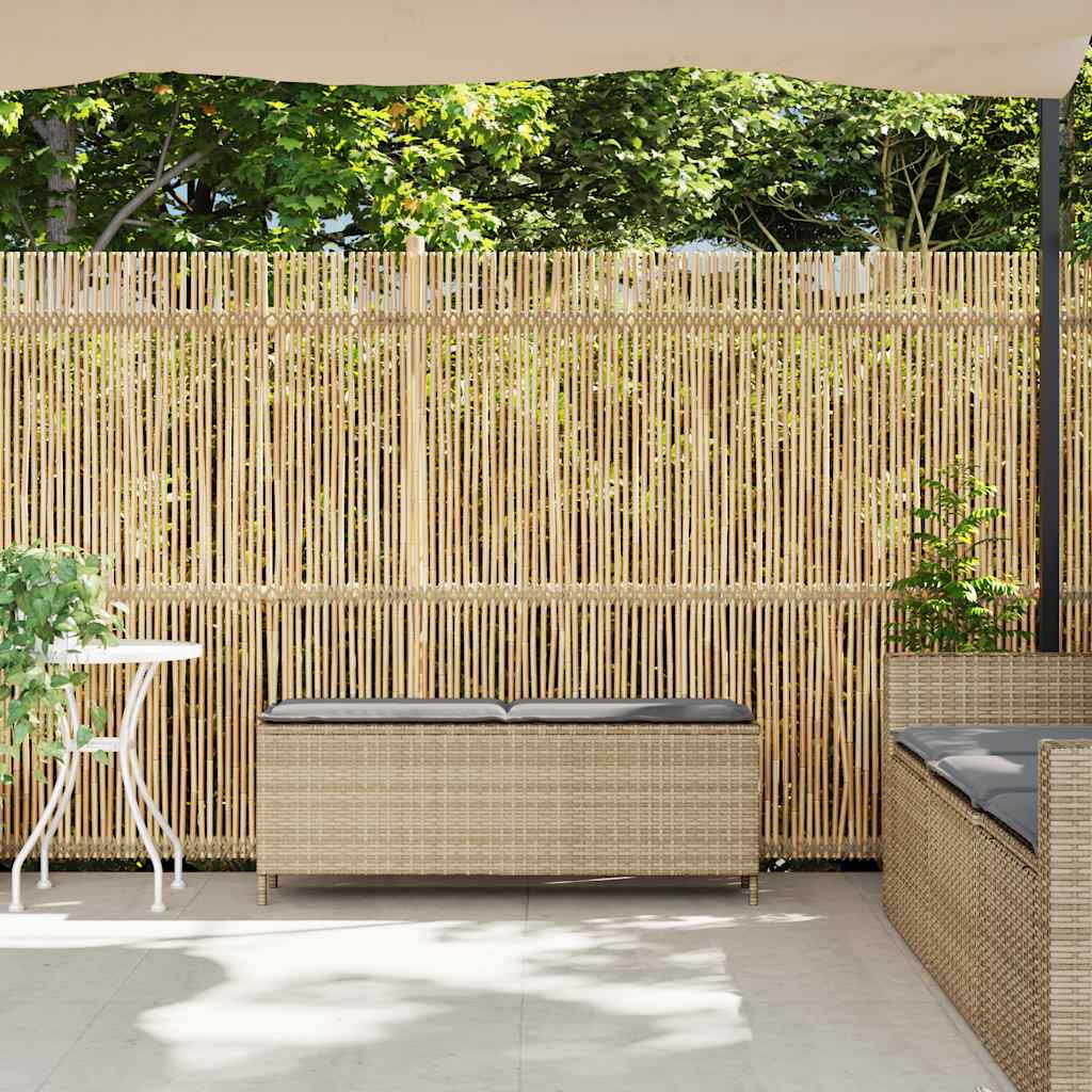 Tuinbank met kussen 110x30x40,5 cm poly rattan beige