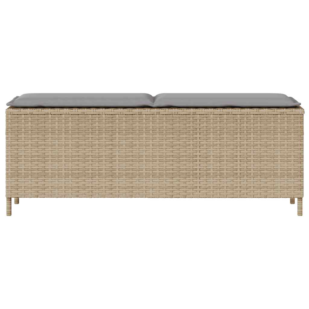 Tuinbank met kussen 110x30x40,5 cm poly rattan beige