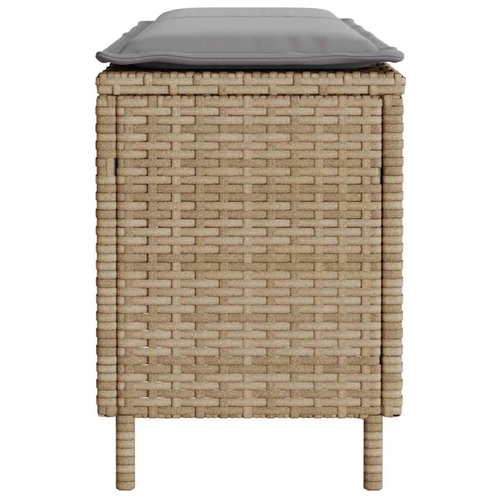 Tuinbank met kussen 110x30x40,5 cm poly rattan beige