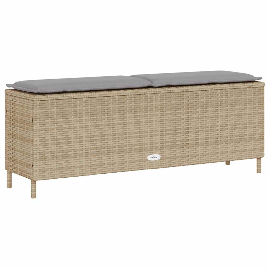 Tuinbank met kussen 110x30x40,5 cm poly rattan beige