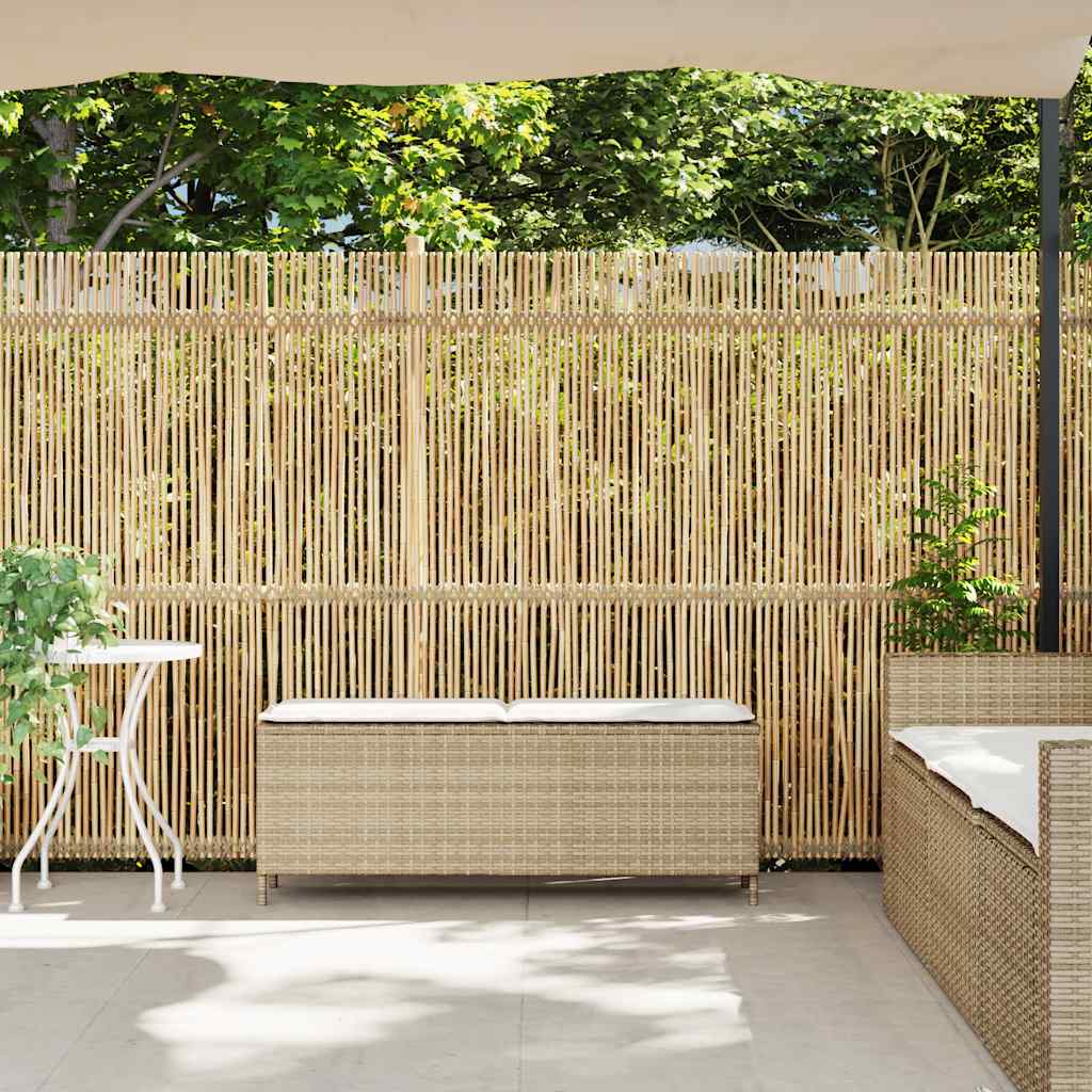 Tuinbank met kussen 110x30x40,5 cm poly rattan beige