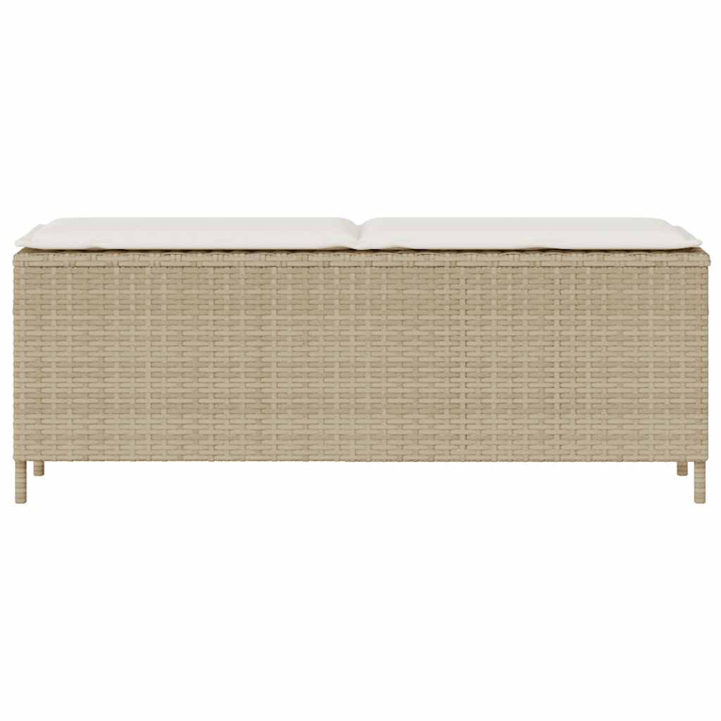 Tuinbank met kussen 110x30x40,5 cm poly rattan beige