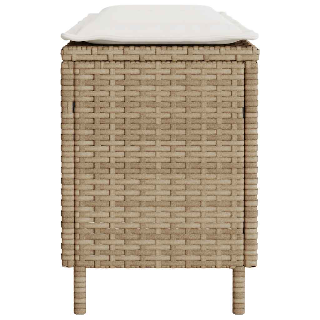 Tuinbank met kussen 110x30x40,5 cm poly rattan beige
