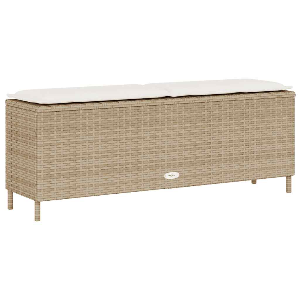 Tuinbank met kussen 110x30x40,5 cm poly rattan beige