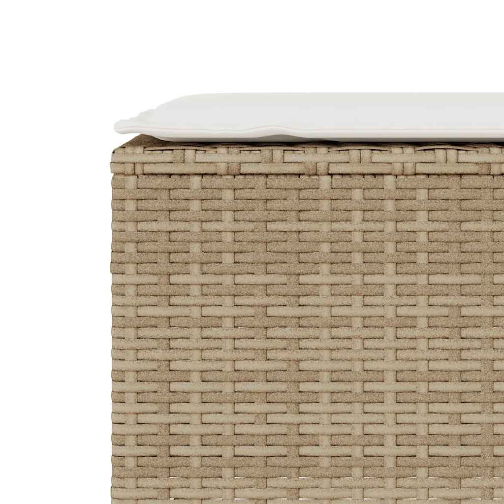 Tuinbank met kussen 110x30x40,5 cm poly rattan beige
