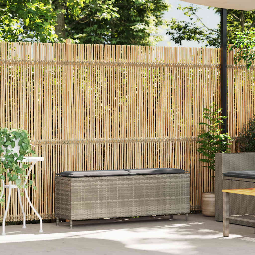 Tuinbank met kussen 110x30x40,5 cm poly rattan lichtgrijs