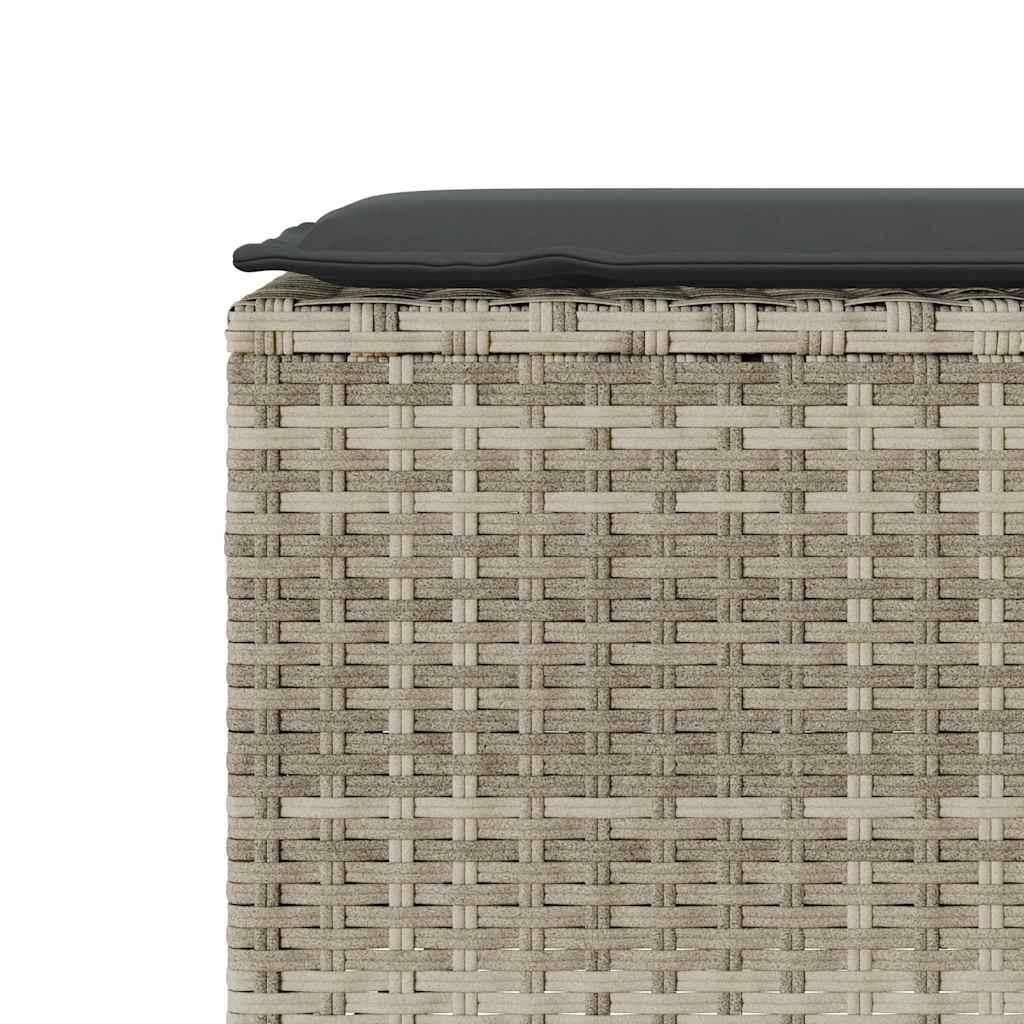 Tuinbank met kussen 110x30x40,5 cm poly rattan lichtgrijs