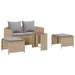 5-delige Tuinbankstel met kussens stapelbaar beige poly rattan