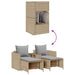 5-delige Tuinbankstel met kussens stapelbaar beige poly rattan