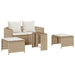5-delige Tuinbankstel met kussens stapelbaar beige poly rattan