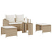 5-delige Tuinbankstel met kussens stapelbaar beige poly rattan