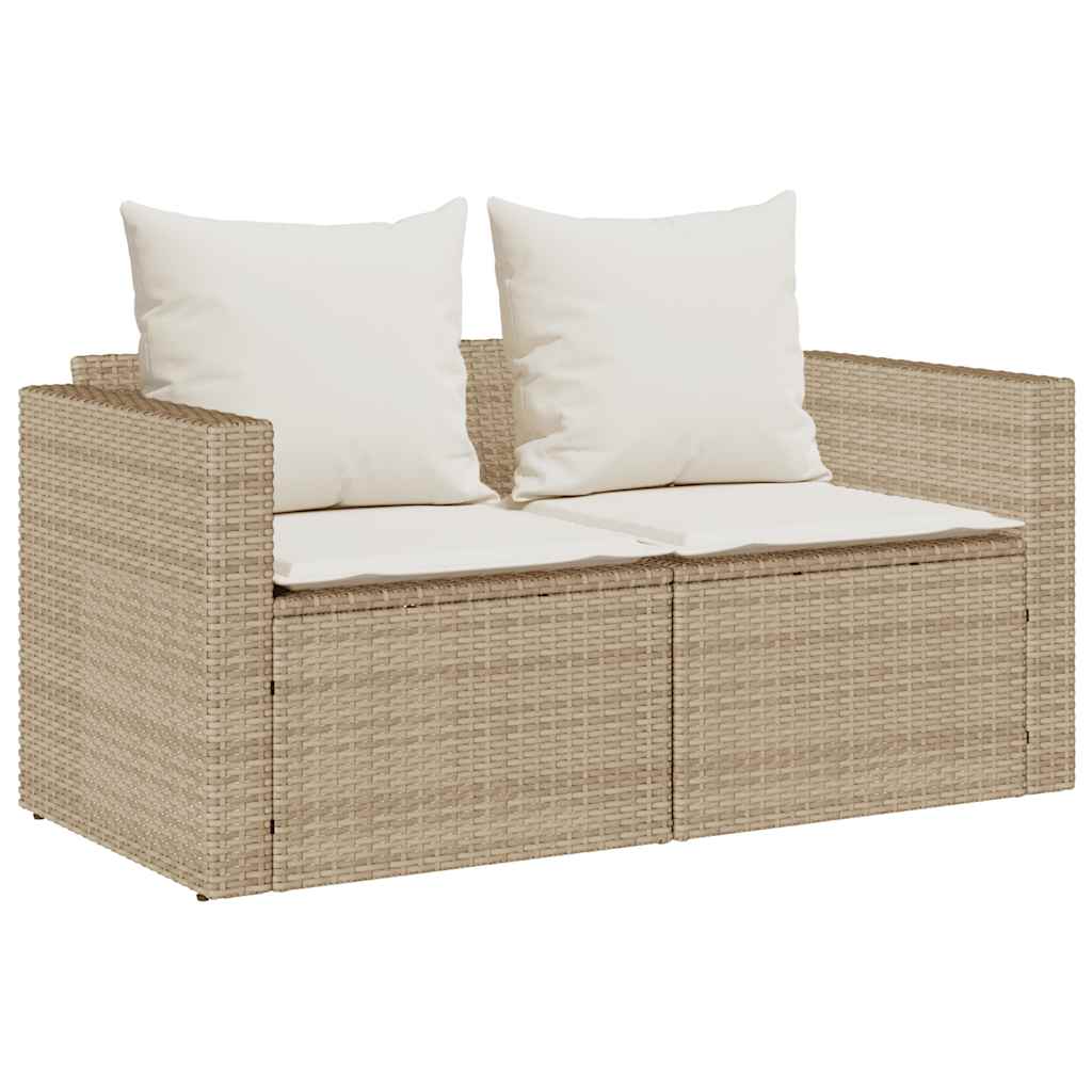 5-delige Tuinbankstel met kussens stapelbaar beige poly rattan