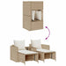5-delige Tuinbankstel met kussens stapelbaar beige poly rattan