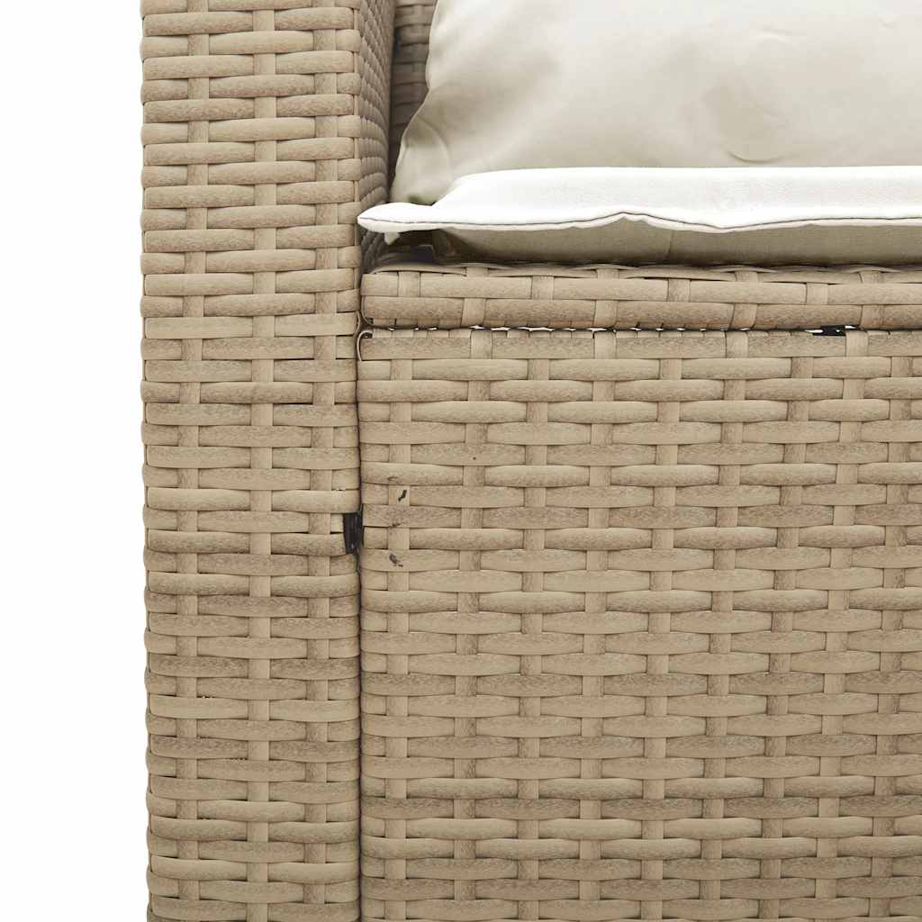5-delige Tuinbankstel met kussens stapelbaar beige poly rattan