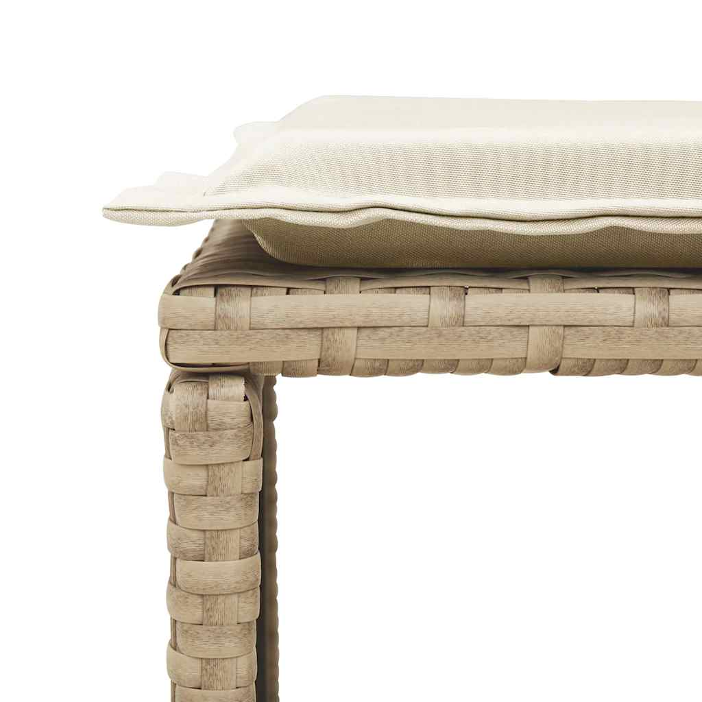 5-delige Tuinbankstel met kussens stapelbaar beige poly rattan
