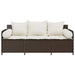 Tuinbank 3-zits met kussens poly rattan bruin