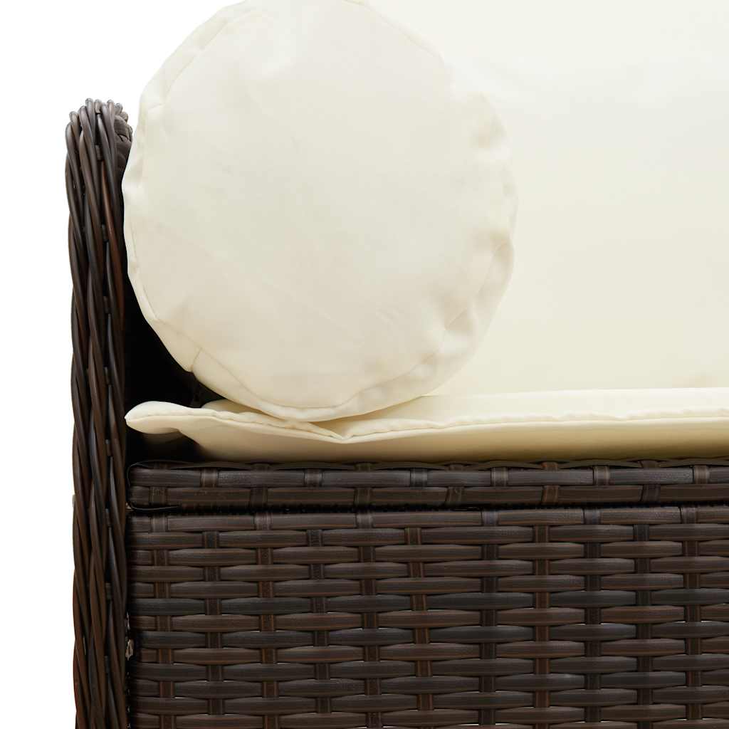 Tuinbank 3-zits met kussens poly rattan bruin