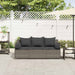 Tuinbank 3-zits met kussens poly rattan grijs