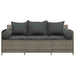 Tuinbank 3-zits met kussens poly rattan grijs