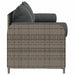 Tuinbank 3-zits met kussens poly rattan grijs