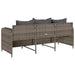 Tuinbank 3-zits met kussens poly rattan grijs