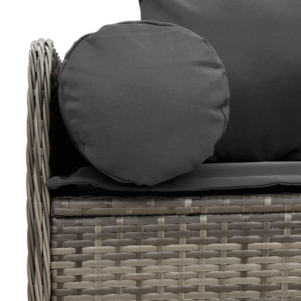 Tuinbank 3-zits met kussens poly rattan grijs