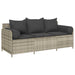 Tuinbank 3-zits met kussens poly rattan lichtgrijs