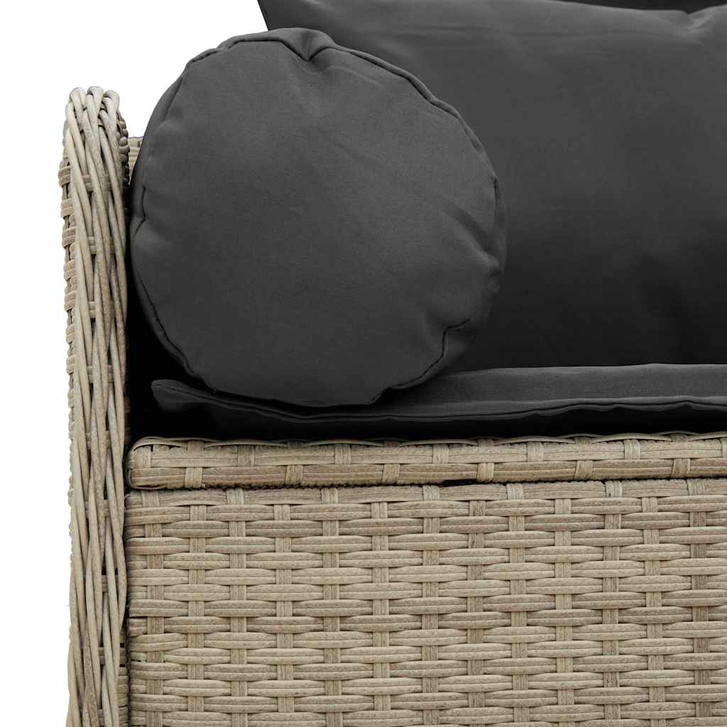Tuinbank 3-zits met kussens poly rattan lichtgrijs
